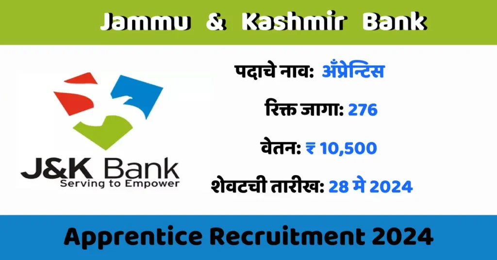 J K Bank Recruitment 2024 apprentice recruitment 2024 bank jobs bank exams Jammu & Kashmir Bank