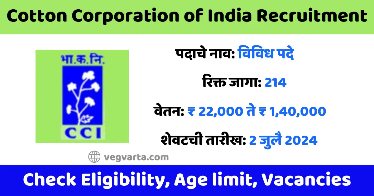 Cotton Corporation of India Recruitment 2024 CCI Recruitment 2024 CCI application form 2024 CCI recruitment apply online CCI exam pattern 2024 Cotton Corporation of India salary